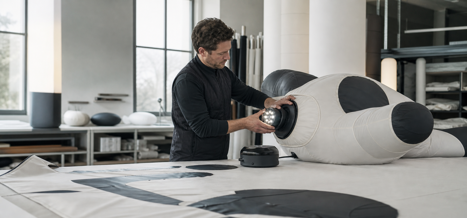 Produção de figuras publicitárias insufláveis em movimento na Lumina Group