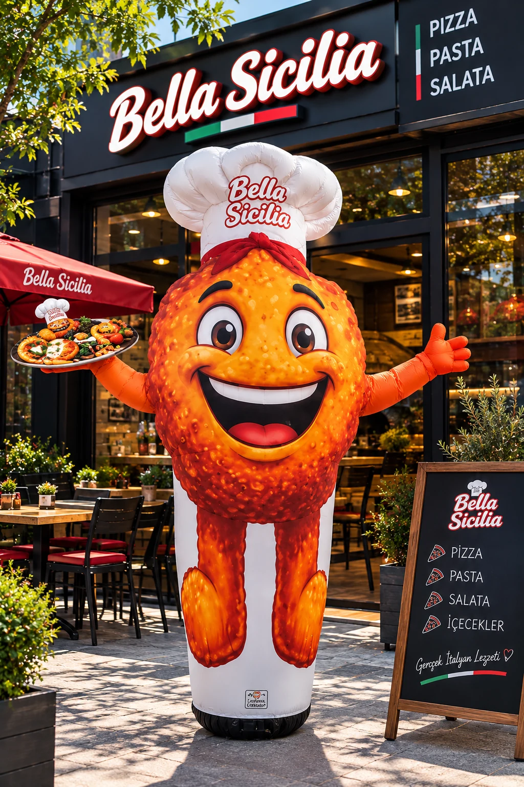 Bella Sicilia — Mascota chef con forma de producto